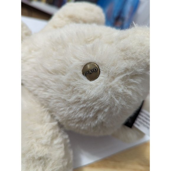 F-A-O Schwartz cream white teddy bear with branded fuzzy pink slippers 12 inch - Picture 10 of 11